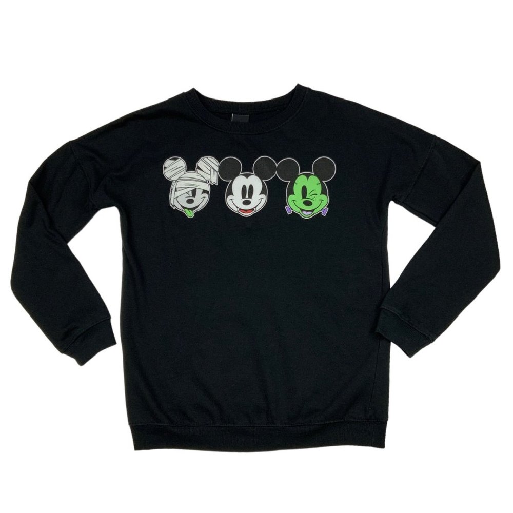 Disney Mickey Mouse Halloween Sweatshirt Juniors M Black Graphics Spooky Gothic